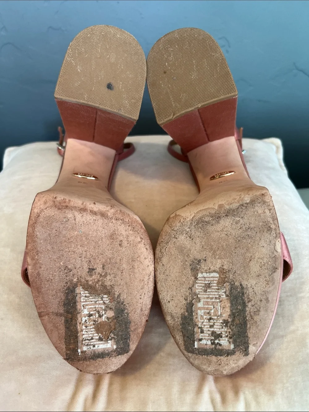 Badgley Mischka Rose Satin Platform Block Heels